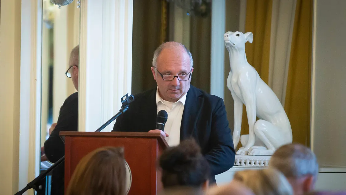 Economic Development president Neil Inder speaking at a recent Guernsey Chamber of Commerce event. (Picture by Peter Frankland, 28973633)