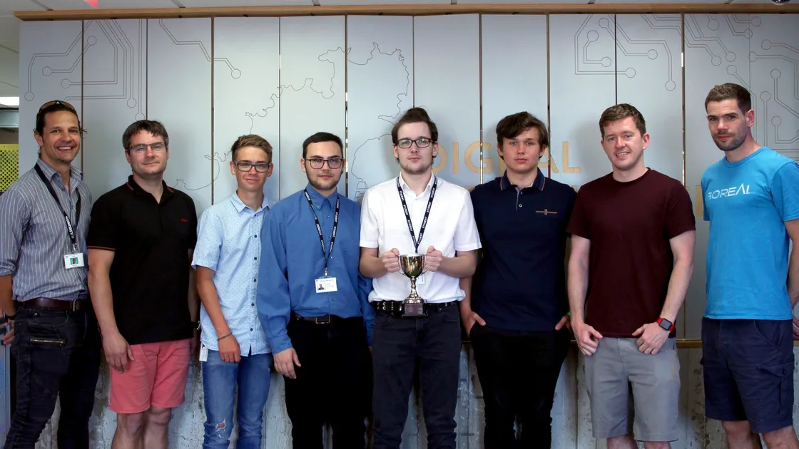 The winning team of the 2020 competition with Ben Wratten from the Digital Greenhouse, Dan Hunter from the College of FE, John Davison and Dan Edmonds from First Central. (29137395)