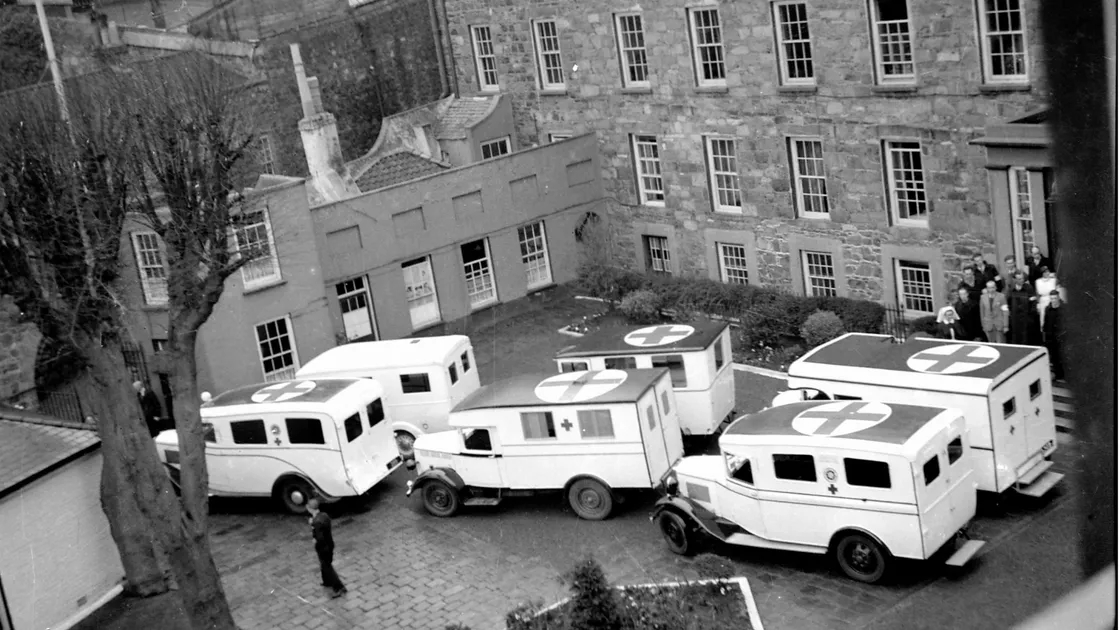 Six ambulances at Town Hospital for gunnery practice. (Picture copyright of Gary Blanchford )