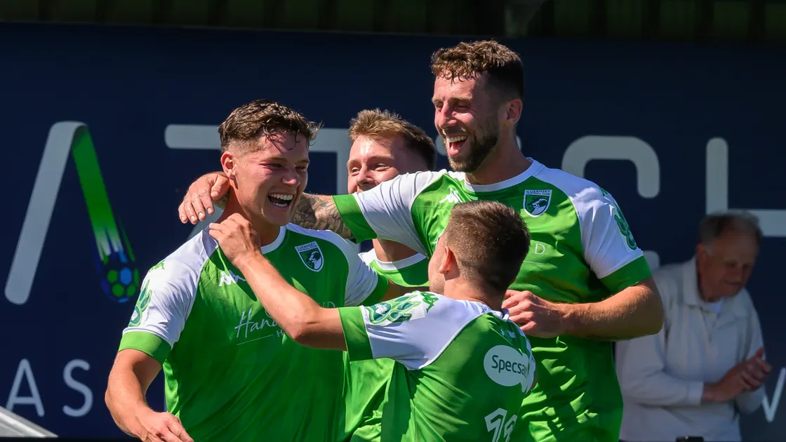 Tom Vaudin marked his 100th appearance with his first goal for the club.