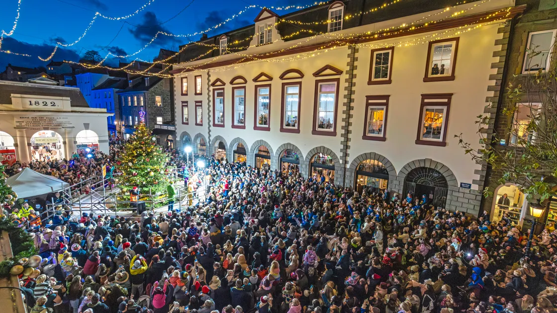 A huge crowd that had gathered waiting to see Santa switch on the Christmas lights