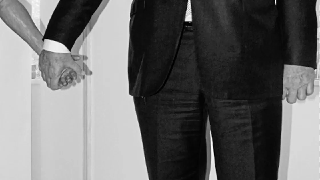 As much as is being revealed – for now. College of Further Education student Jack Saunders took this picture of Bailiff Sir Richard Collas holding hands with one of the statue’s figures.