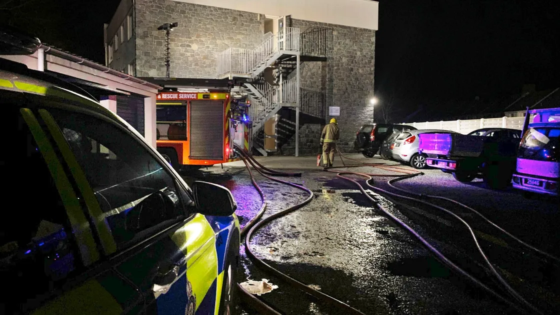 Fire at Rondhurst Court, Ronde Cheminee, St Sampson's, just after midnight on Saturday 25 January. (26996983)