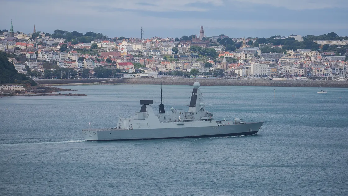 HMS Daring in Guernsey waters in 2016. (Picture by Jon Le Ray)