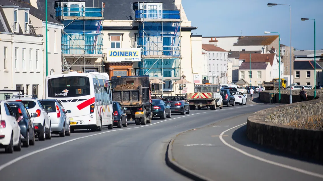 Temporary traffic lights have been installed outside The Red Lion, Les Banques, at the junction to Le Grand Bouet. (Picture by Peter Frankland, 29608907)