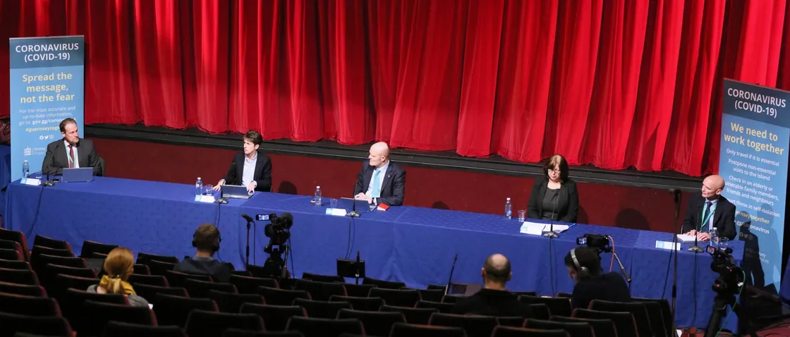 Pic by Adrian Miller 30-03-20 The latest coronavirus press briefing at Beau Sejour Leisure Centre. (27788907)