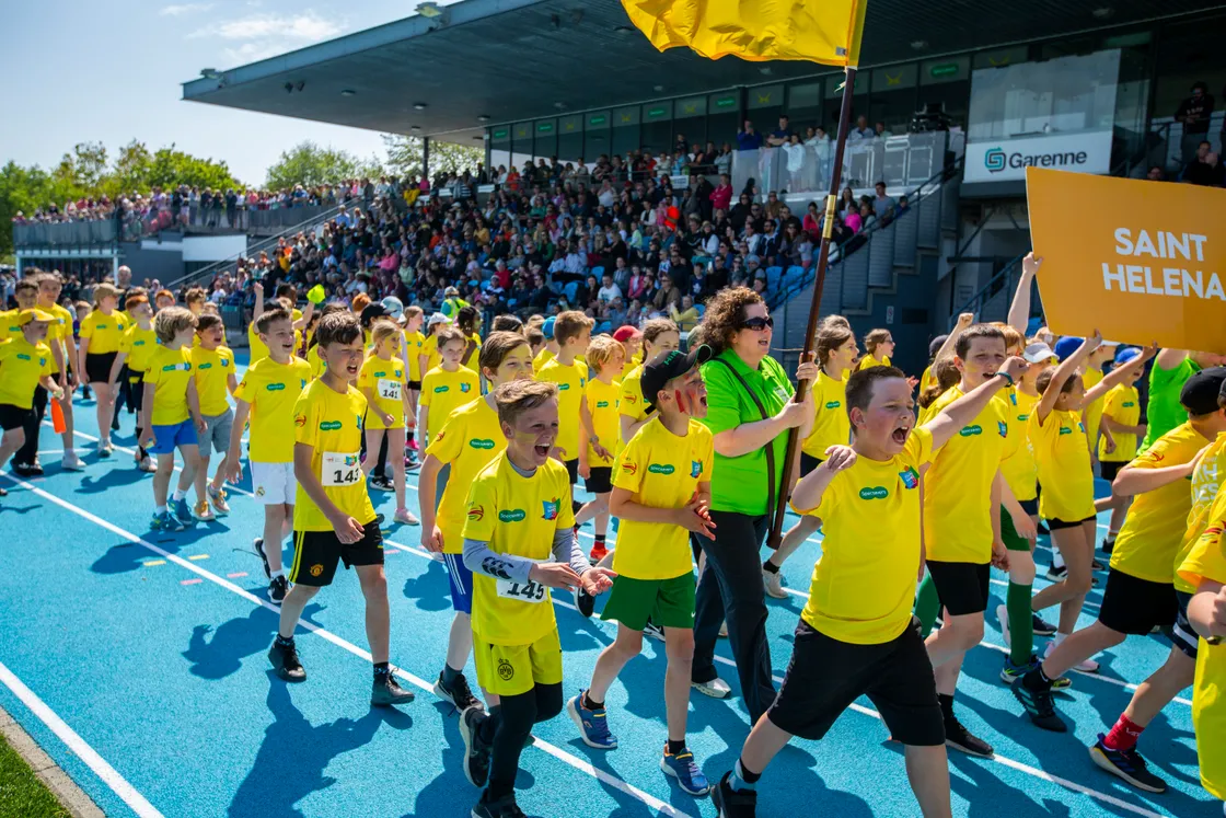 The colourful closing ceremony of the last Specsavers Youth Games in 2023, where the teams represented some of the places competing in that summer’s Island Games. (Picture by Luke Le Prevost, 34006382)