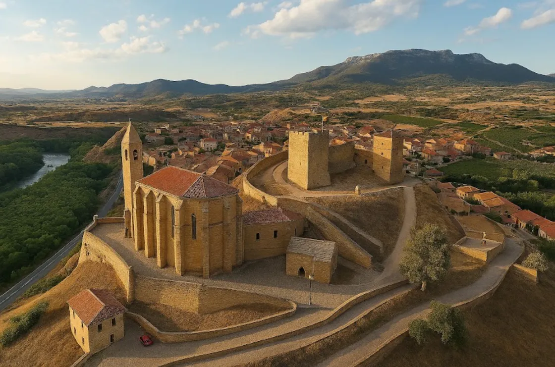Our chosen venue for eclipse watching – San Vicente de la Sonsierra on the Rio Ebro, Rioja. 