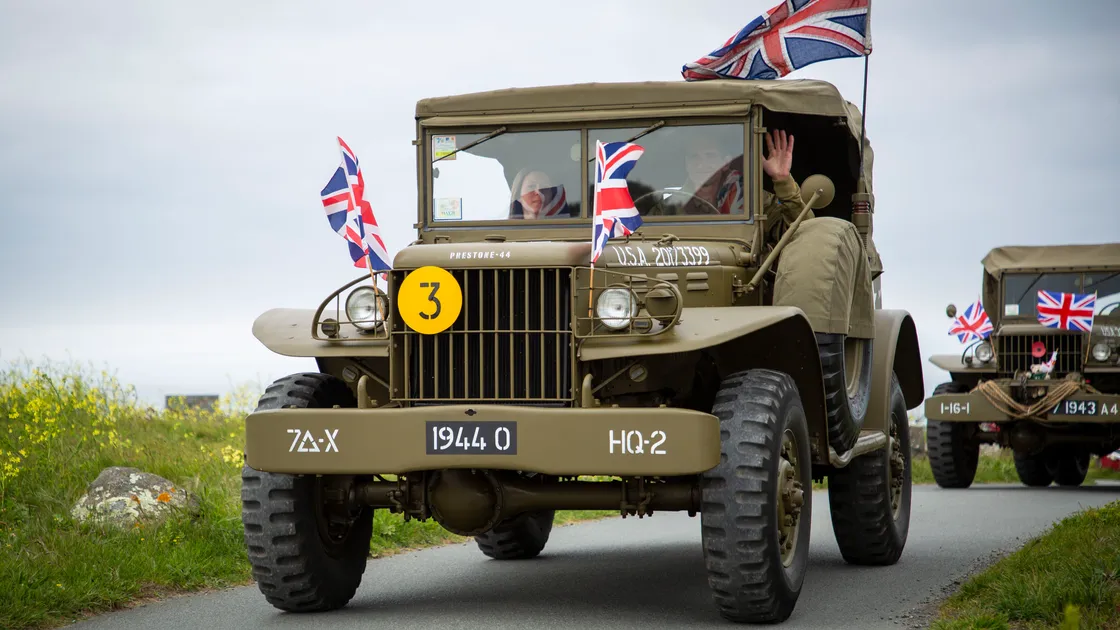 Picture by Sophie Rabey.  04-05-20.  Guernsey Military Vehicle Group have had to change their plans that they had in place for the 75th Liberation Day here this year because of Coronavirus Lockdown.  Instead of the usual cavalcade they will be posting videos on their social media throughout the day to show islanders some of their members military vehicles.  Dyer family.  GENERIC MILITARY VEHICLE.. (28240568)