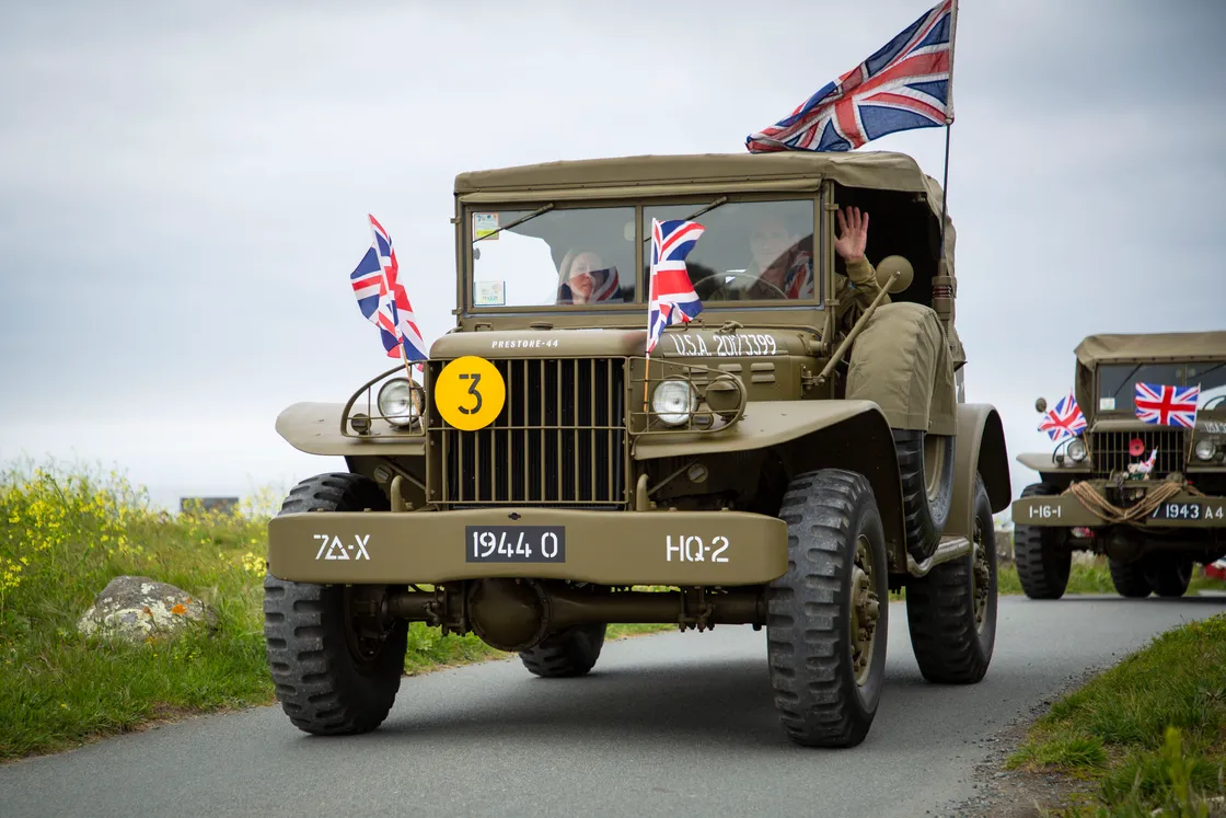 Picture by Sophie Rabey.  04-05-20.  Guernsey Military Vehicle Group have had to change their plans that they had in place for the 75th Liberation Day here this year because of Coronavirus Lockdown.  Instead of the usual cavalcade they will be posting videos on their social media throughout the day to show islanders some of their members military vehicles.  Dyer family.  GENERIC MILITARY VEHICLE.. (28240568)