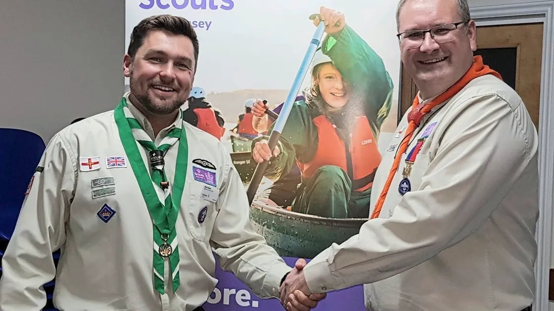 Bailiwick Commissioner of Guernsey Scouts Andy Snell, right, with former commissioner Nick Paluch. (28854059)