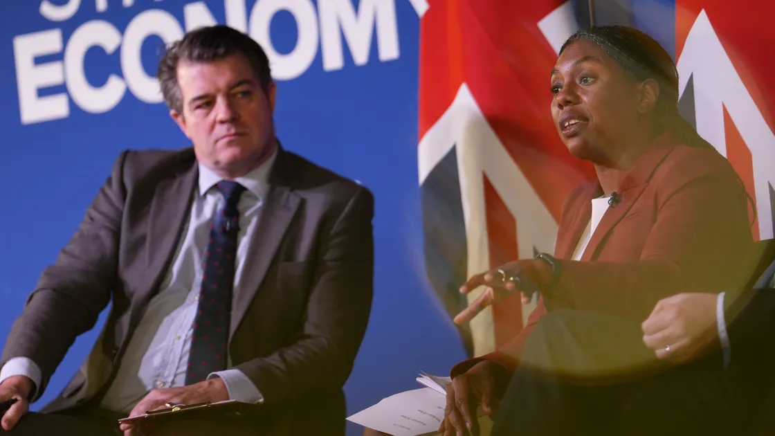 Journalist Liam Halligan with Conservative Party leader Kemi Badenoch during an ‘in conversation’ event in London last year. Right, UK PM Sir Keir Starmer. Mr Halligan said he was cynical about the PM's reasons to want to get closer to Europe.