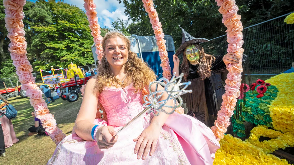 Beth Gabriel, left, and Meredith Jee on their float – Wicked