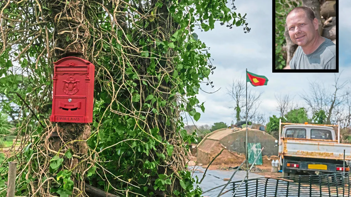 The Everland flag flies over Steve Ogier’s land in the Castel but Guernsey Electricity has refused to supply his micro nation following a court order. He does have mains water and Guernsey Post is seeing if it can make deliveries safely. (Picture by Steve Sarre, 23556673)