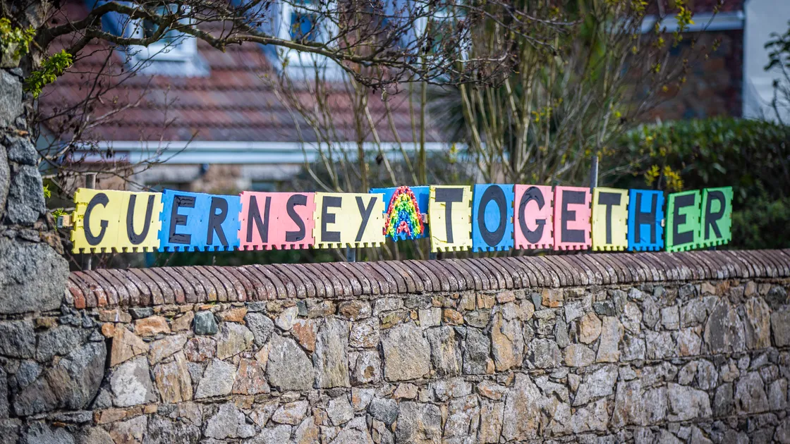 Residents living in La Grande Rue, St Saviours, put up a 'Guernsey Together' sign on their wall, facing the road, for passers by to see during this Coronavirus outbreak. (Picture by Sophie Rabey, 28899423)