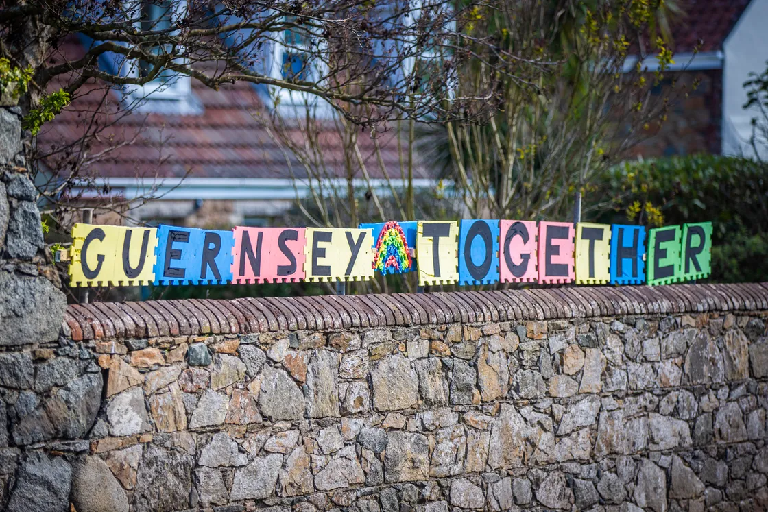 Residents living in La Grande Rue, St Saviours, put up a 'Guernsey Together' sign on their wall, facing the road, for passers by to see during this Coronavirus outbreak. (Picture by Sophie Rabey, 28899423)