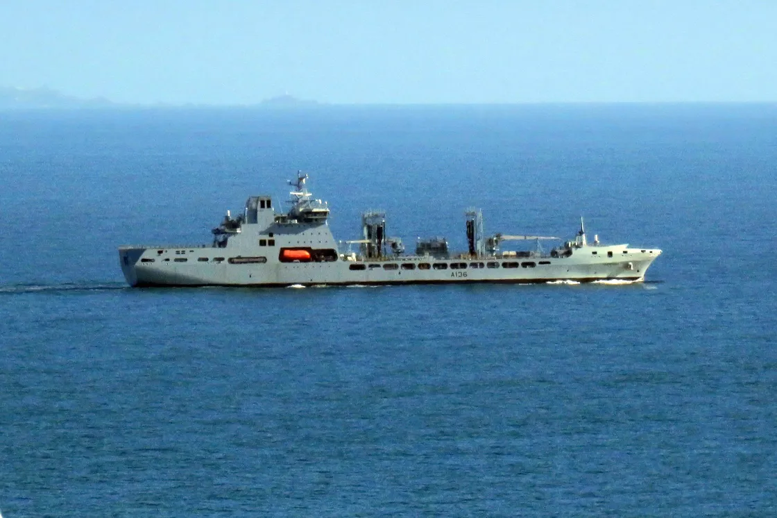 Navy ship on manoeuvres in local waters