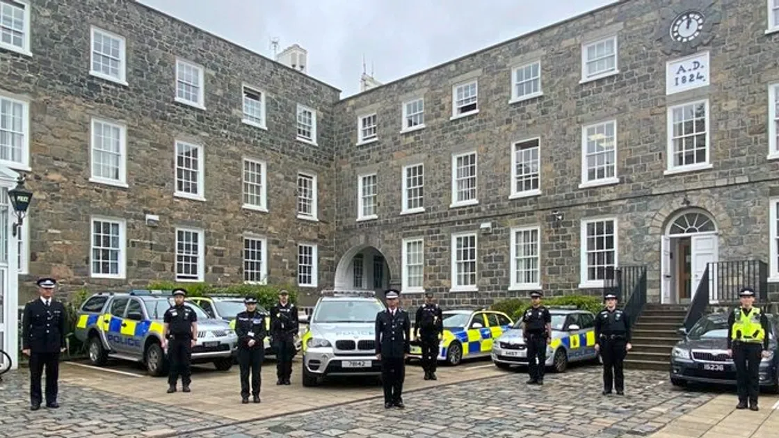 Guernsey Police took part in a minute's silence on 28 April 2020 to pay remember health workers who have died during the Covid-19 pandemic. Picture by Guernsey Police. (28183271)