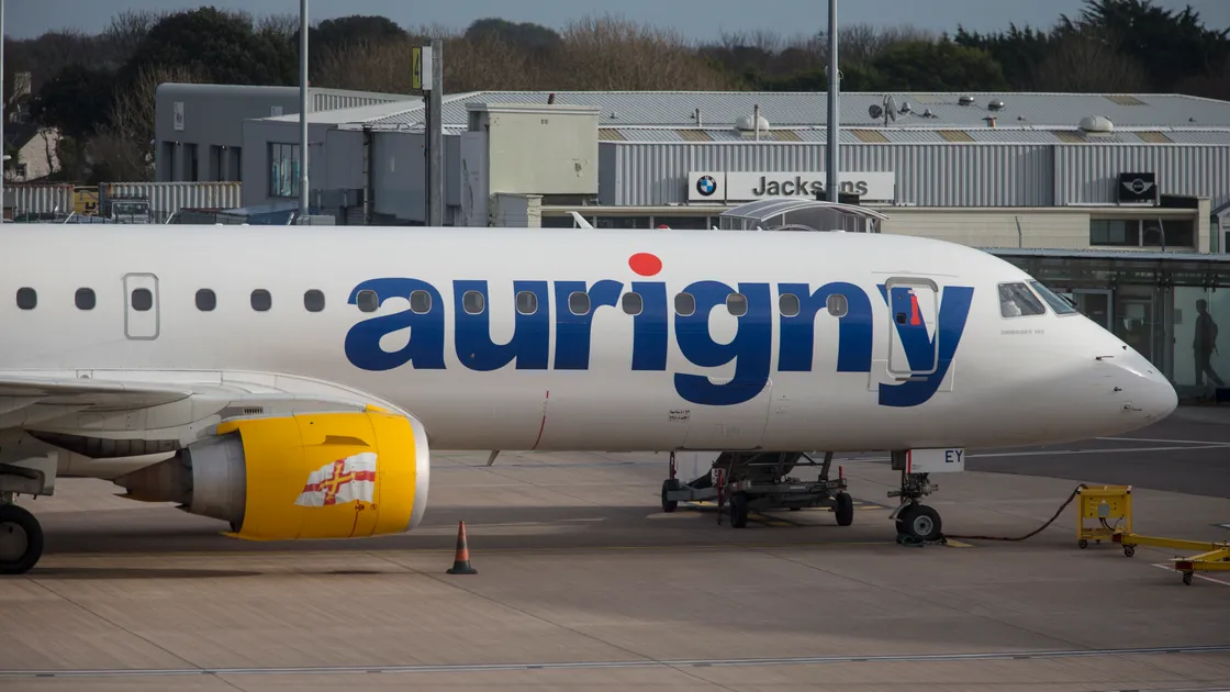 Aurigny used its Embraer to fly the first direct service to Dublin, but a licensing row is causing problems both for it and Blue Islands' service from Jersey. (Picture by Peter Frankland, 30664238)