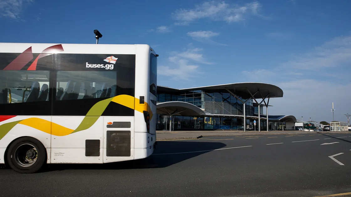 The airport forecourt bus stop is out of action while flights bringing students back to the island are operating this week, but Alderney residents who fly in can still catch the bus, either from the entrance or Forest Stores, but could be asked to show their boarding card.. (Picture by Tom Videlo, 28976066)
