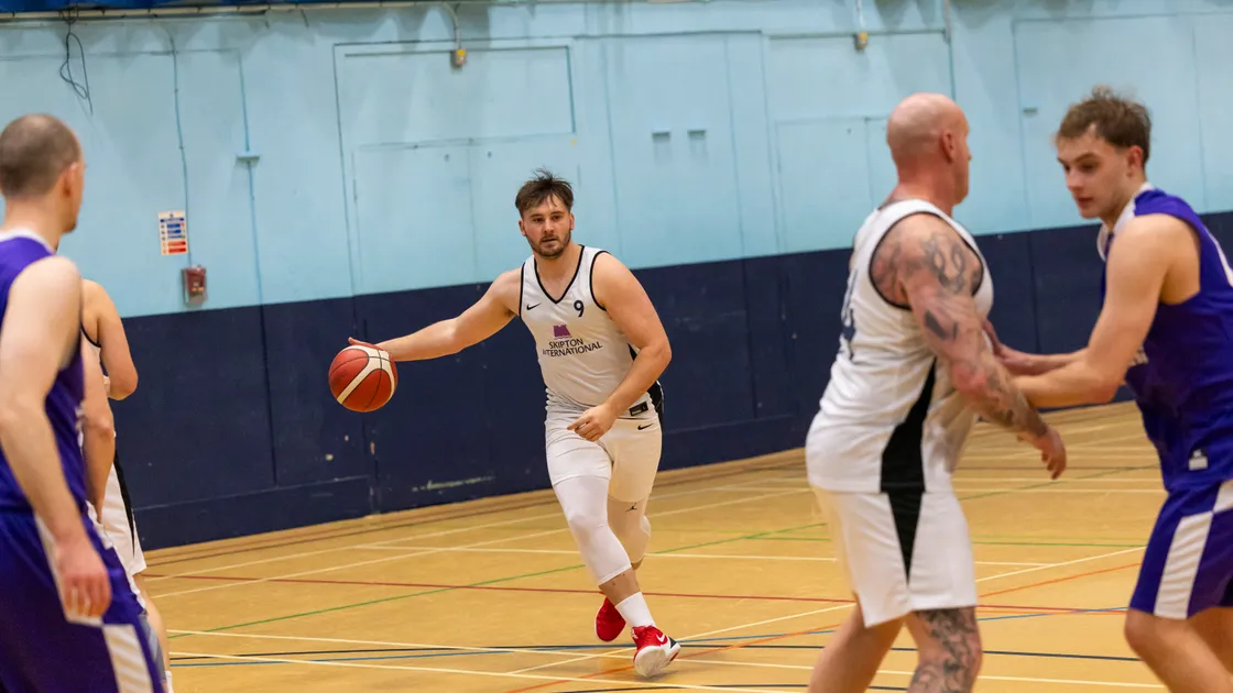 Ethan Brehaut bringing the ball forward for Skipton