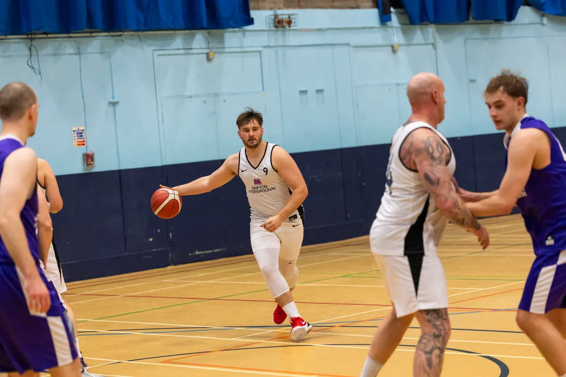 Ethan Brehaut bringing the ball forward for Skipton