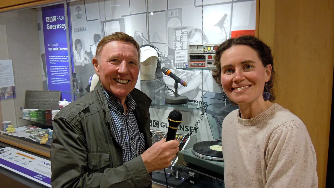 Radio Guernsey's first manager in 1982, Tony Talmage, 'interviews' Jo Dowding, who worked for the station for two years in the 2000s. (30609625)