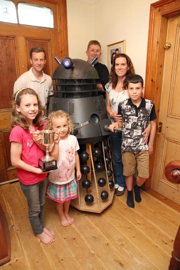 With a Dalek from the Torteval scarecrow festival in 2016, which was auctioned off.