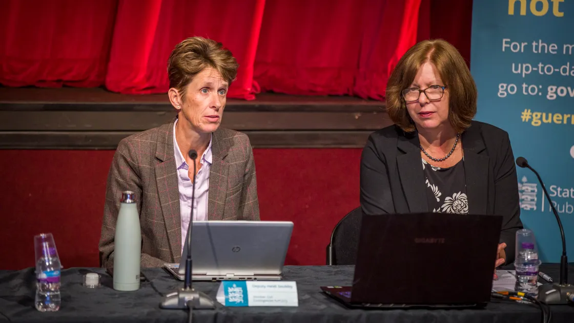 Former Health & Social Care president Heidi Soulsby and Director of Public Health Dr Nicola Brink at a press conference in May. (28899330)