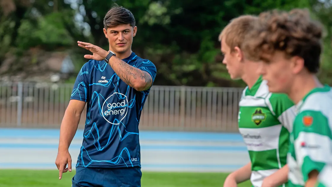 Bristol’s new signing Louis Rees-Zammit was among the players passing on their knowledge.