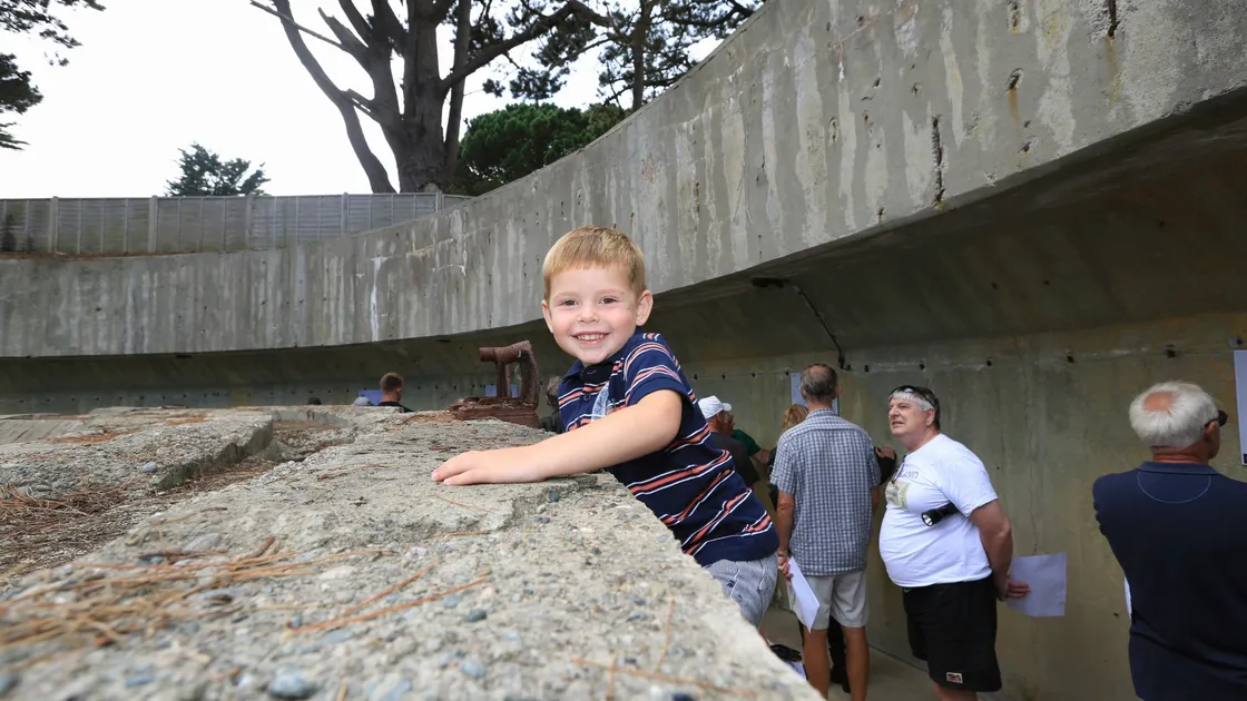 Three-year-old Jacob Alderton was a happy boy on Saturday. He prefers bunkers to the park. (Pictures by Adrian Miller, 28585669)