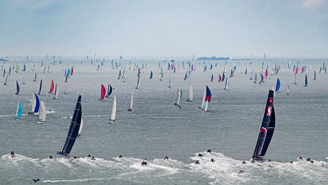 Yachts leave Cowes in the Isle of Wight, sail around Fastnet Rock off the southern tip of Ireland, before doubling back and finishing in Cherbourg in France.