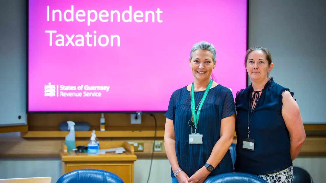 Head of service delivery for the Revenue Service Sarah Davies, left, with Revenue Service director Nicky Forshaw. (Picture by Peter Frankland, 31298605)