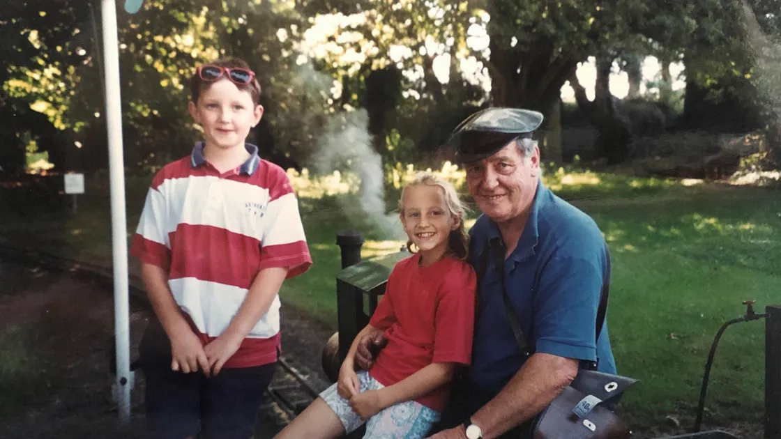 Terry Lee with this granddaughter, Joanna Mauger, and her cousin, Chris Skraba, pictured at the model railway in its heyday. (25037320)