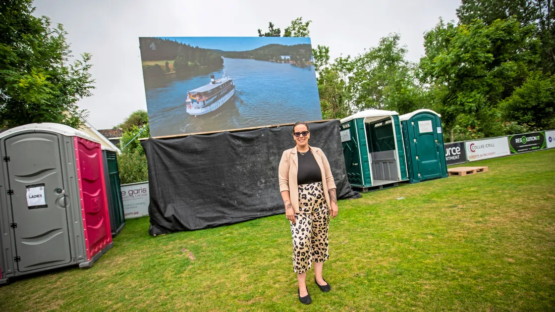 Sarah de Carteret, bar and events manager, in front of the big screen at KGV.  (Picture by Sophie Rabey, 33372293)

