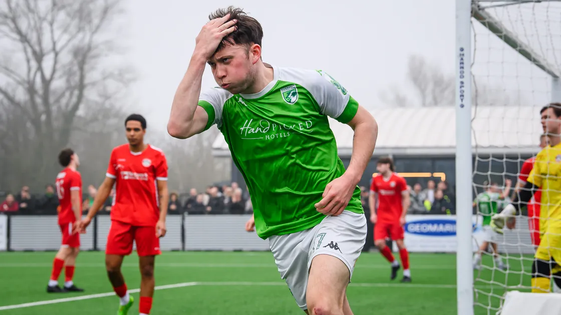 Cal Le Lacheur was one of the GFC players denied by a fine save by home goalkeeper Ricardo Mendonca.