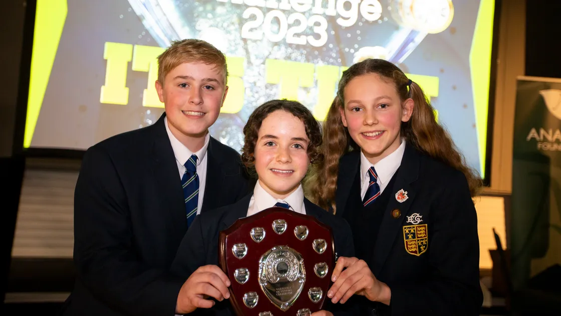 The winning Year 8 team from Elizabeth College, Left to right, Noah Nicolle, 13, Ines Silva-Rocha, 13 and Beeke Voehrs, 12. (31880064)
