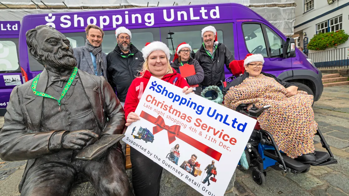 Pictured are, back, from left, Ian Le Moigne from the Guernsey Retail Group, UnLtd development manager Tim Feak, volunteer Donna Kinney, director Steve Birch and member Lee Vaudin. Seated is passenger assistant Sara Hussey