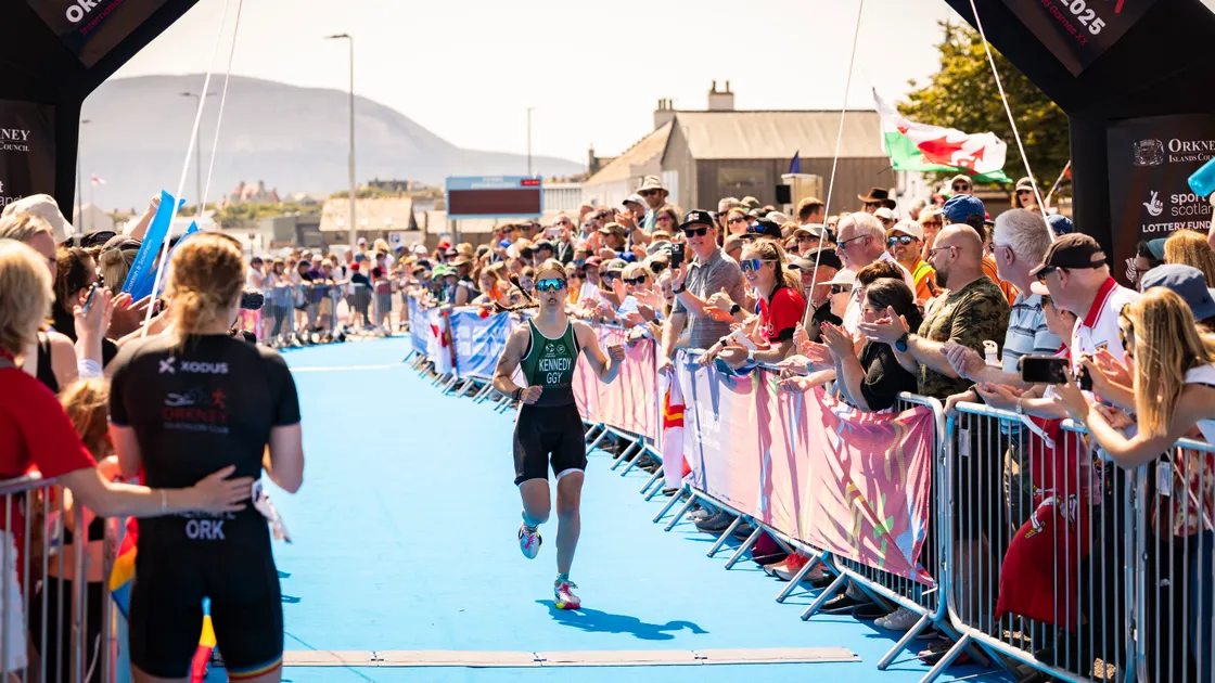 Hannah Kennedy at the end of her silver-medal performance in Orkney.