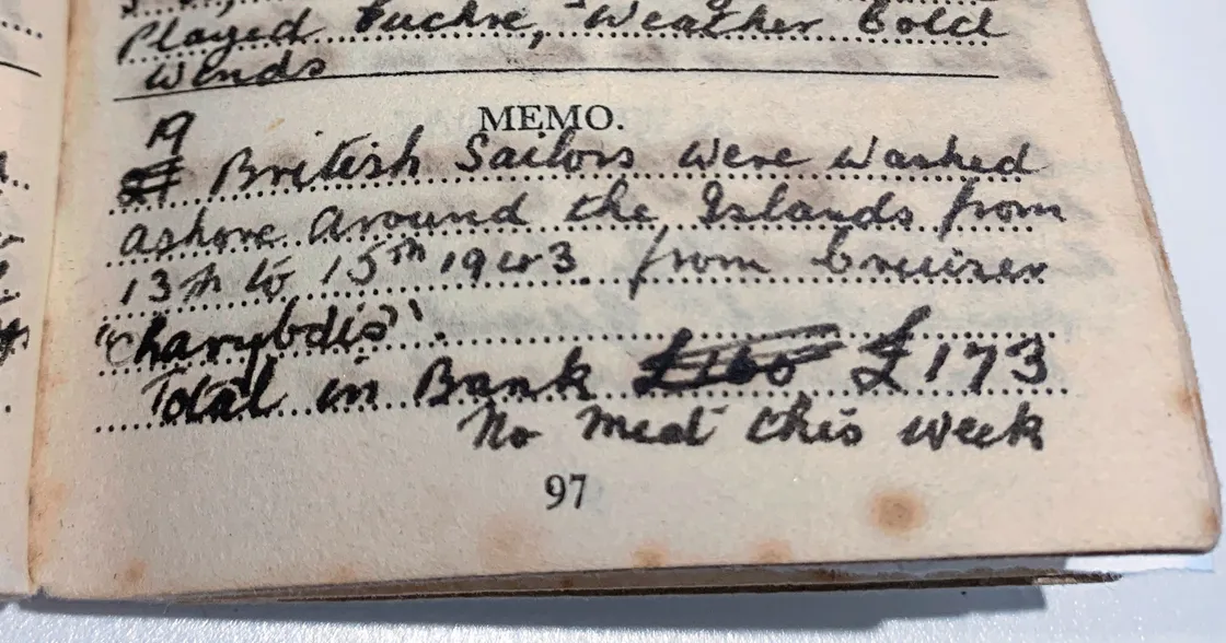 Bill’s entry describing the Charybdis tragedy.