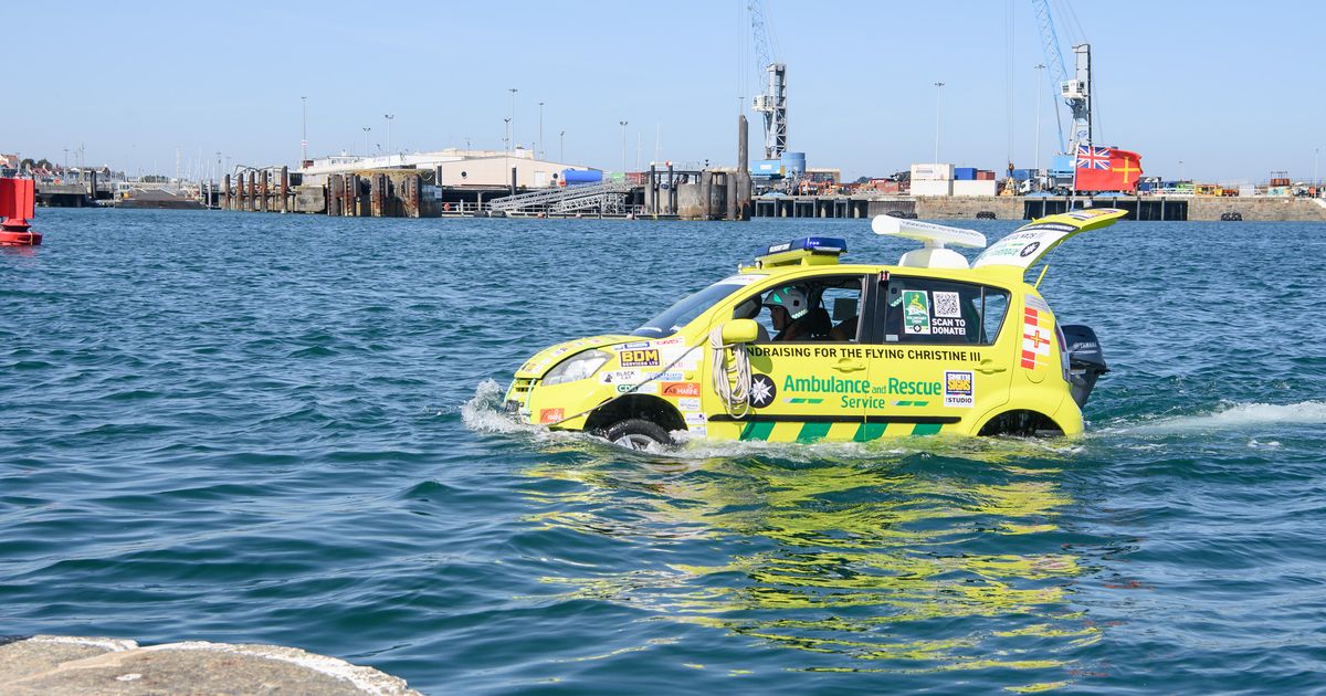 Car heads from shore to sea for Flying Christine