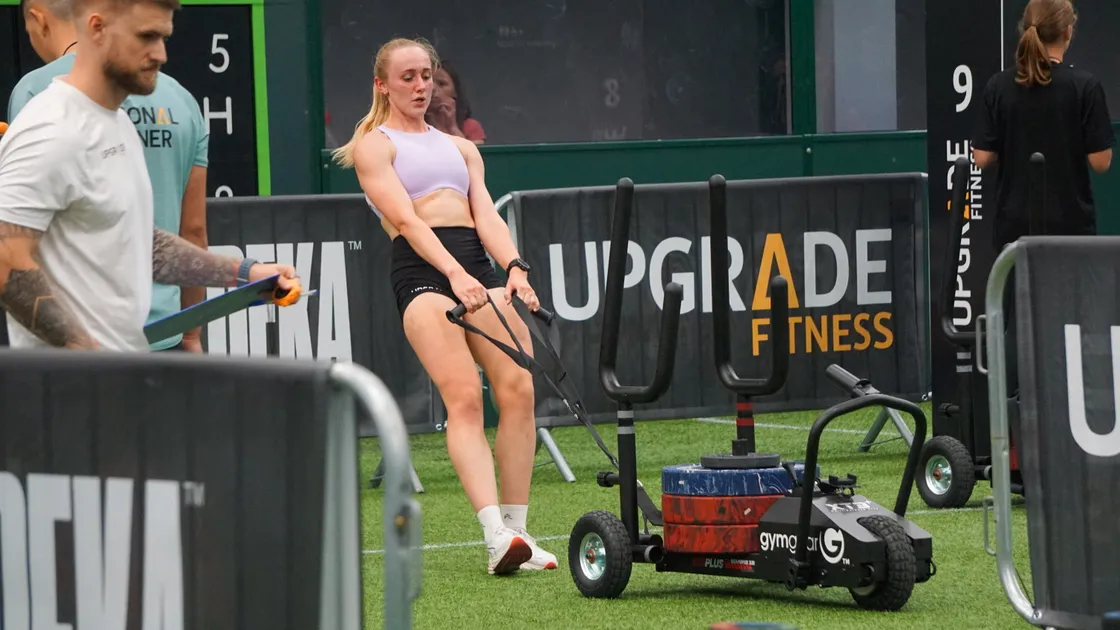 Organiser Kate Collenette on the sled pull.
