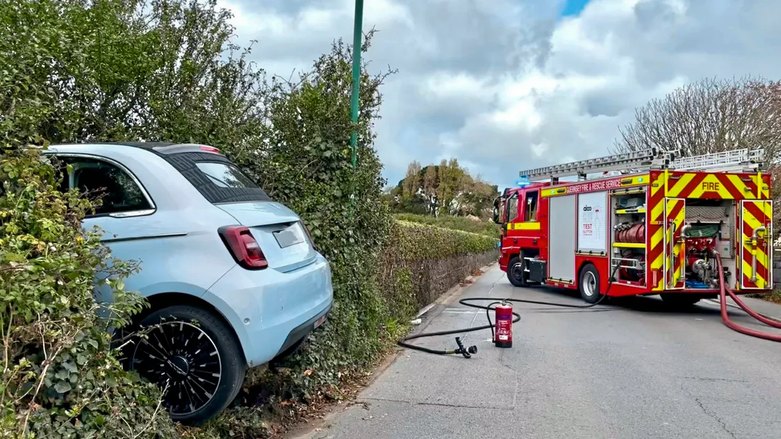 A Guernsey Electricity spokesman said the crash had damaged one of its distribution pillars and its engineers had attended promptly to investigate