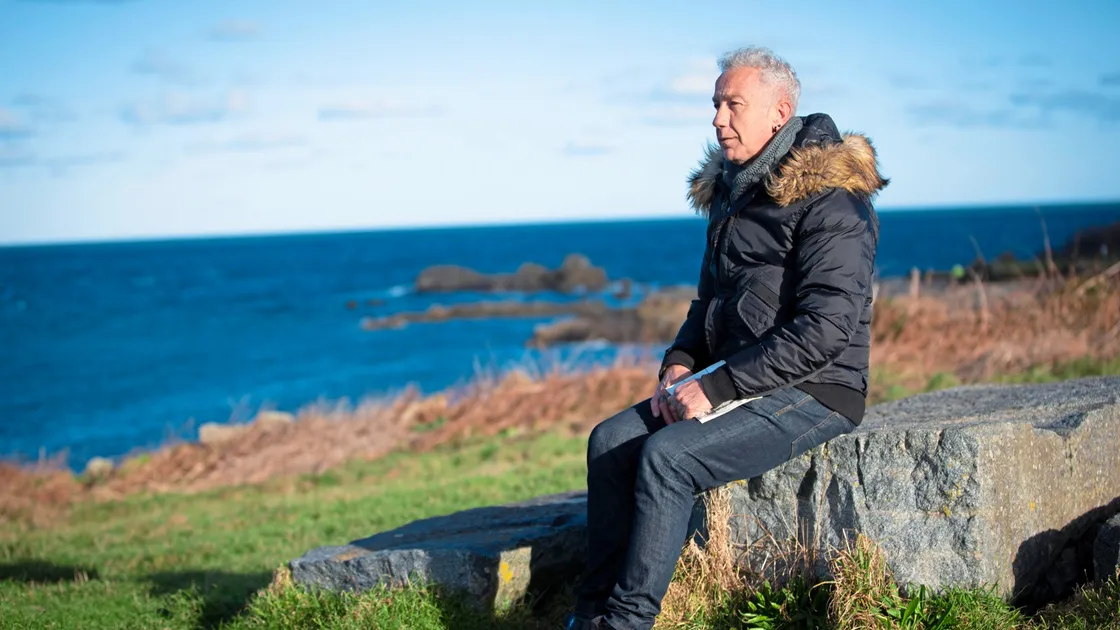 Evan overlooks the stretch of water which the ship crossed as it drifted towards the west coast rocks. (Picture by Peter Frankland, 32882533)