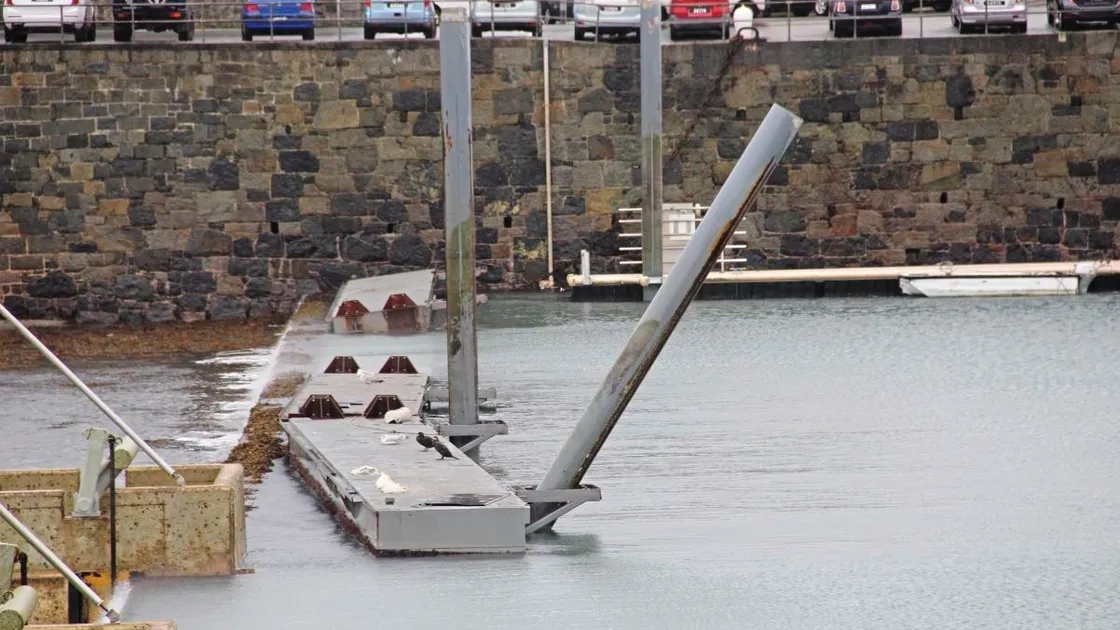 Strong winds and a high tide have damaged St Sampson's Harbour (26199314)