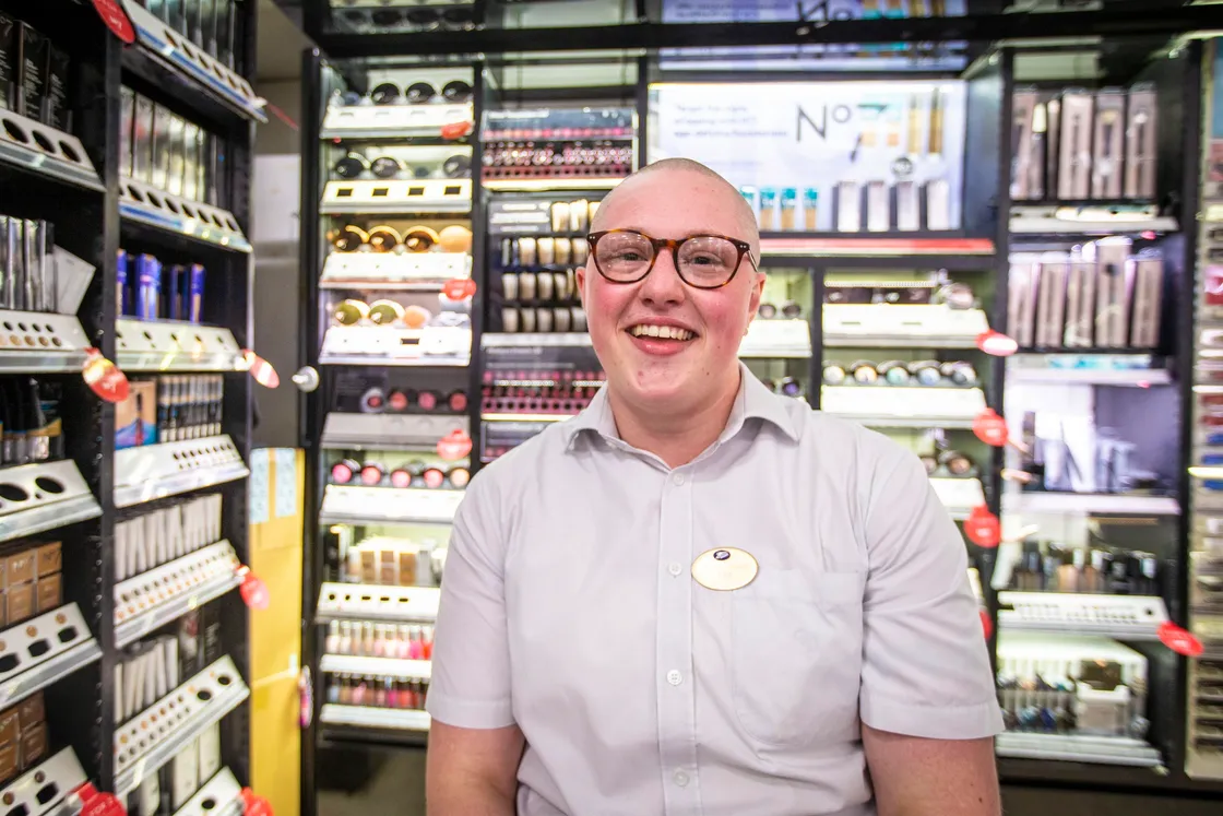 Picture by Sophie Rabey.  04-09-20.  Boots Charity Event Sponsored by All Beauty..The staff in store will be raising money for their chosen local charities buy opting to do a head/beard shave or leg/chest waxing..Courtney Le Moigne from All Beauty cutting Ezra Le Page's hair who is raising money for Guernsey Alzheimer's Association.  AFTER. (28653424)