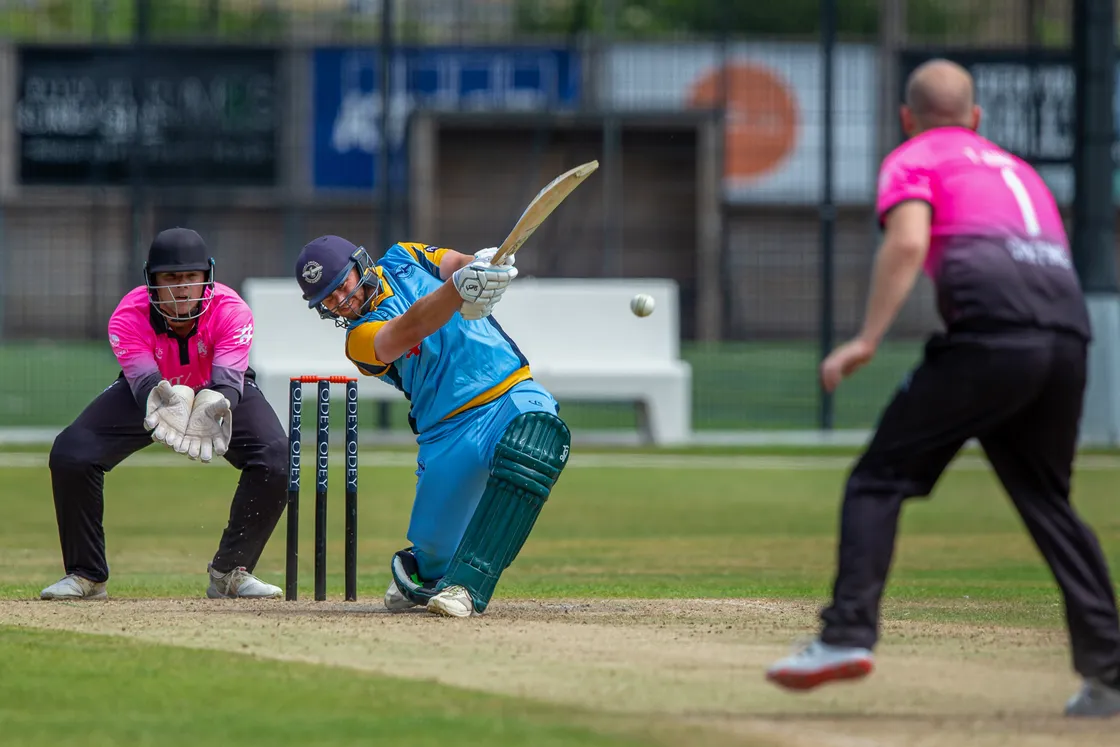 Josh Butler hits out in his 89 not out. (Picture by Martin Gray, 30968656)