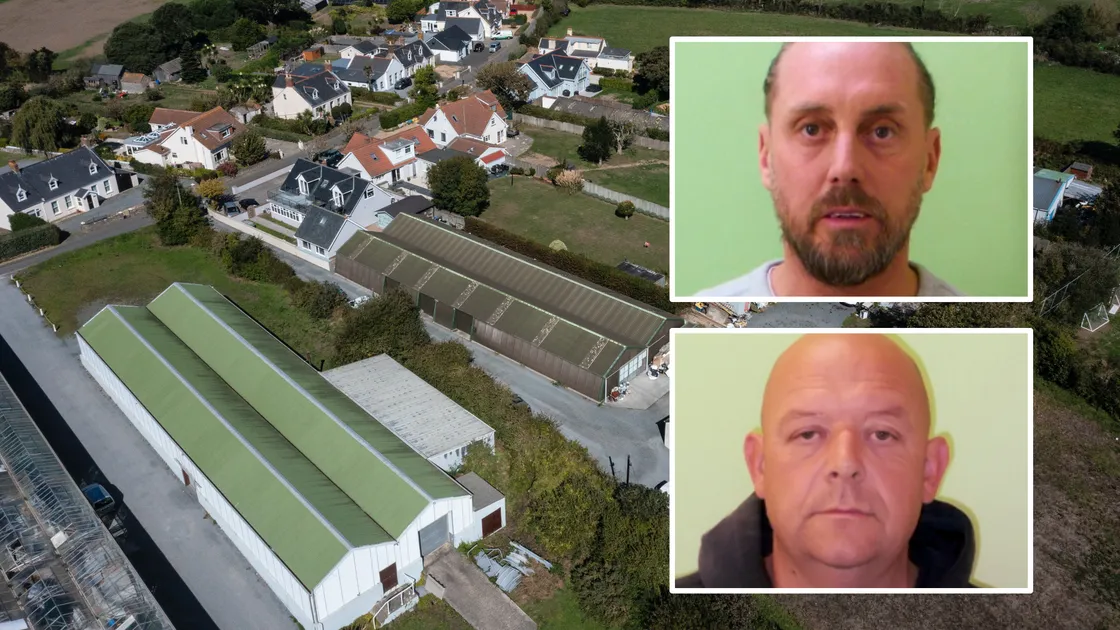 Ridgeway Vinery in Pointes Lane, St Andrew’s, where drugs with an estimated local street value of up to £1.54m. were found stashed by Matthew Lovell, top inset, and Richard Le Cras.