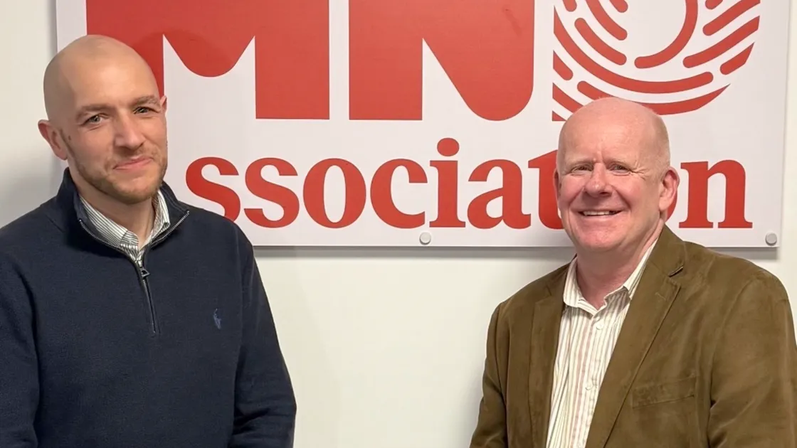 GMN treasurer and director Vito Priore (left) with Dr Brian Dickie, chief scientist of the MNDA.