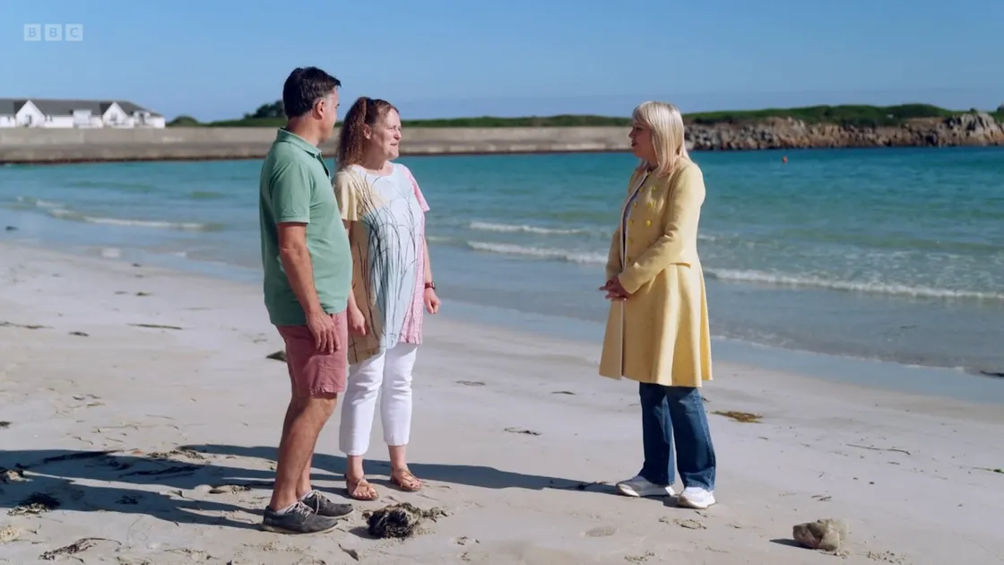 Escape to the Country presenter Nicki Chapman, right, with Jon and Nina Lilley at Pembroke. (Screenshot from the BBC programme)